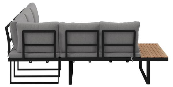 Loungegarnitur ELIA Grau - Metall - Massivholz - Textil