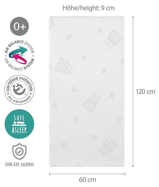 Stubenbettmatratze Air Balance Plus Grau - 65 x 120 cm
