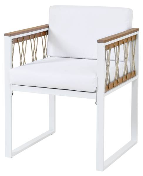Garten-Essgruppe Anemoi 7-tlg Schwarz - Weiß - Polyester - Webstoff - Akazie - Eisen - 158 x 74 x 230 cm