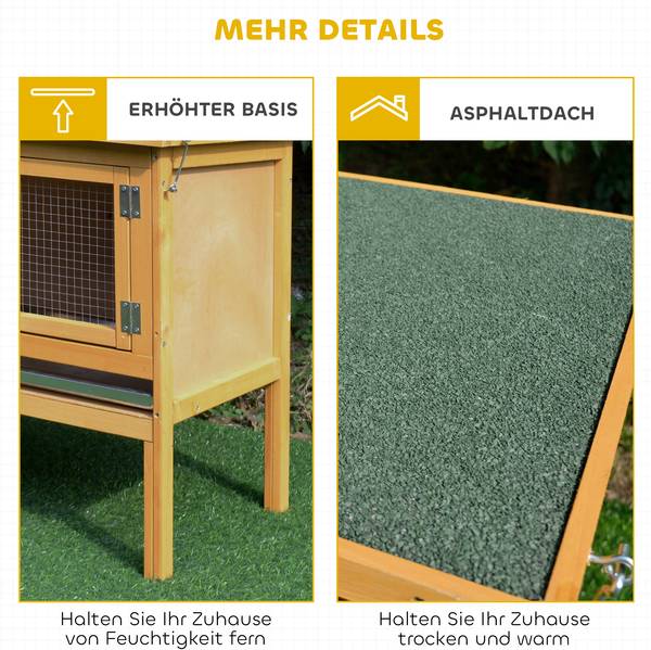 Kaninchenstall D51-105V01 Gelb - Massivholz - 45 x 65 x 115 cm