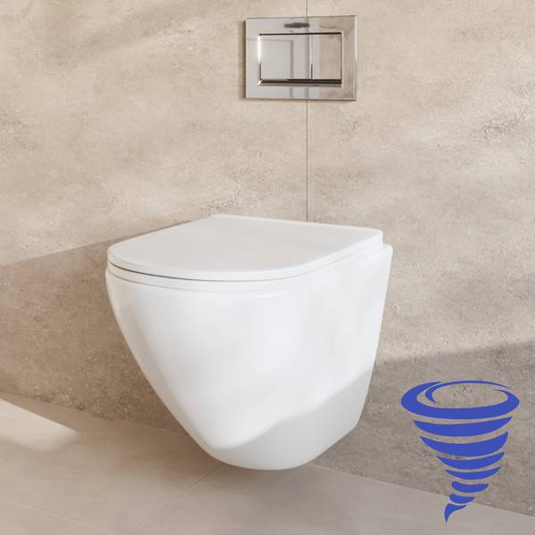 Wand WC mit Unterputzspülkasten Linea Weiß - Keramik - 37 x 37 x 49 cm