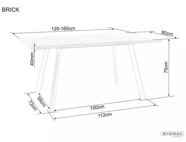 Esstisch Brick Schwarz - Braun - Holzwerkstoff - 160 x 78 x 80 cm