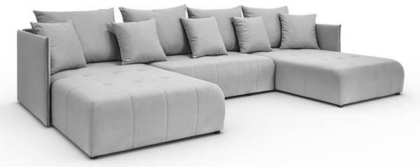 Ecksofa APOLLO U mit Schlaffunktion Grau - Polyester - 348 x 93 x 188 cm