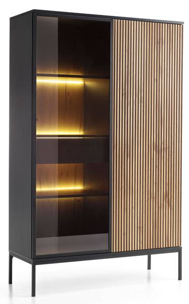 Vitrinenschrank SENTO Schwarz - Holzwerkstoff - 104 x 166 x 39 cm