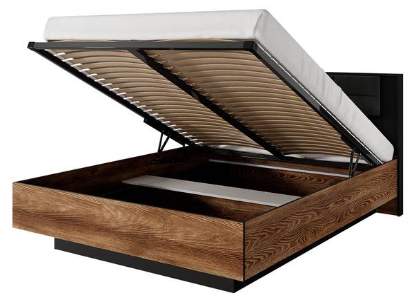 Bett Milton Braun - Grau - Holzwerkstoff - 167 x 102 x 210 cm