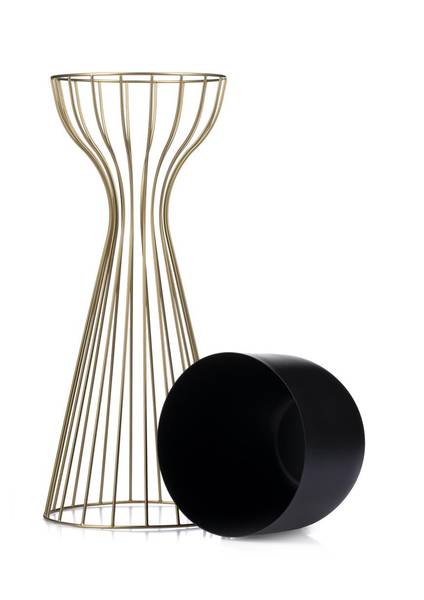 Blumenständer mit Übertopf HH-ML-10-GB Schwarz - Gold