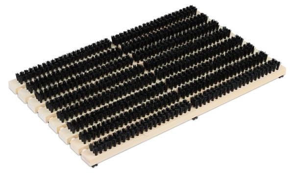 Schuhabstreifer aus Holz Schwarz - Braun - Eisen - 59 x 5 x 36 cm