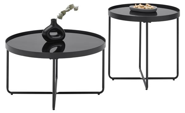 Couchtisch EMMY Schwarz - Glas - Metall - 55 x 55 x 55 cm