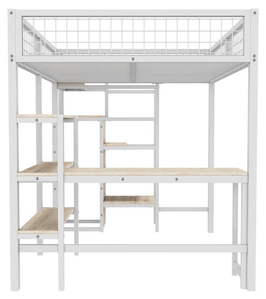 Hochbett BB2452 Weiß - Massivholz - 145 x 180 x 249 cm