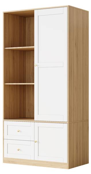 Kinderkleiderschrank NaturLucy Braun - Holzwerkstoff - 90 x 180 x 50 cm