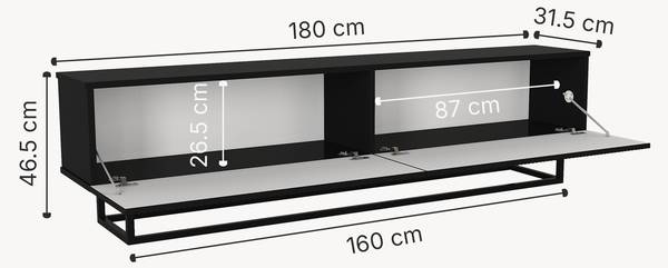 TV-Lowboard Verpsboga II Schwarz - Breite: 180 cm