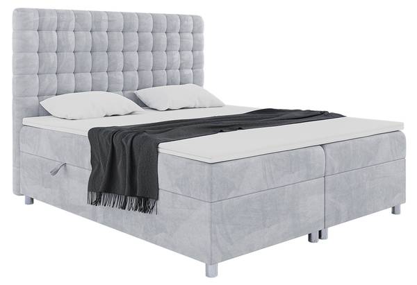 Boxspringbett Aston Hellgrau - H4 - Liegefläche Breite: 160 cm