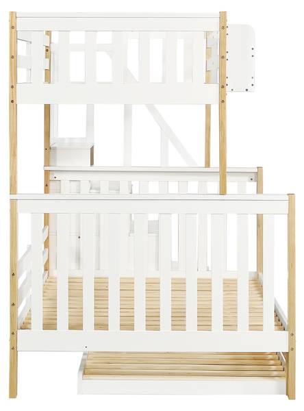 Etagenbett Elias I Weiß - Holzwerkstoff - Massivholz - 95 x 165 x 254 cm