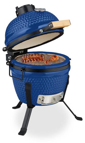 Kamado Grill aus Keramik Schwarz - Blau