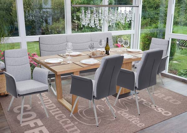 Esszimmer Set G54 (5-teilig) Grau - Polyester - 160 x 98 x 70 cm