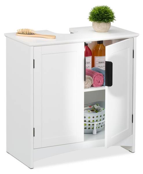 Meuble sous lavabo Noir - Blanc - Fer - 60 x 60 x 30 cm