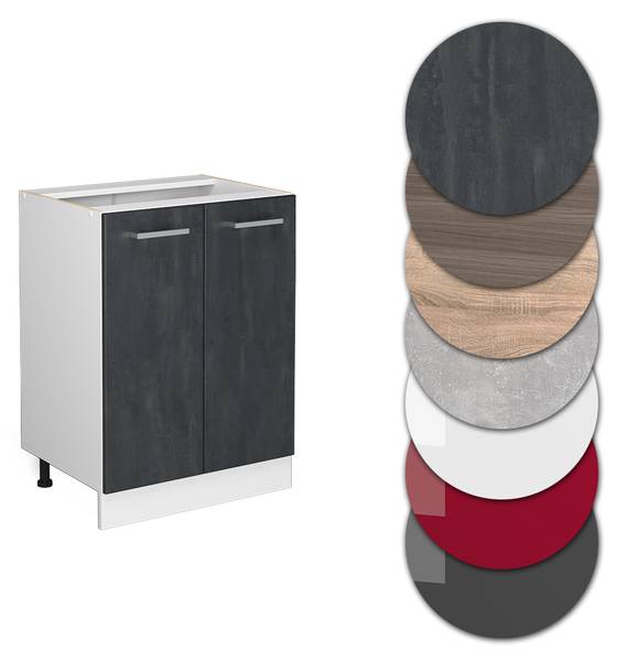 Küchenschrank R-Line 47503 Grau - Weiß - Chrom - 60 x 82 x 46 cm