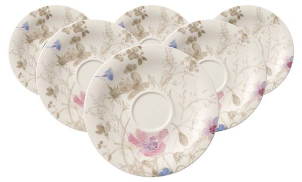 Untertassen Mariefleur Gris 6er Set Porzellan - 19 x 3 x 19 cm