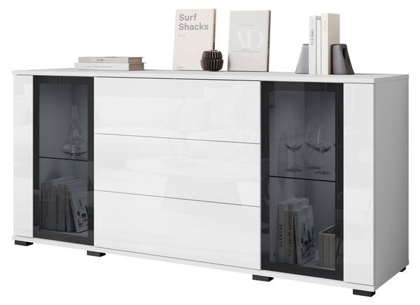 Sideboard Caro Glas Weiß - Weiß