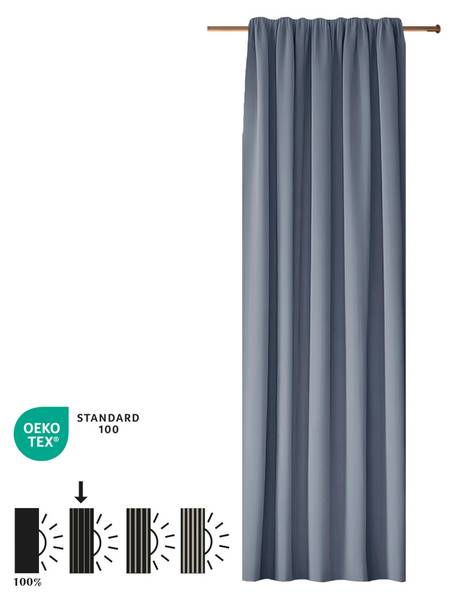 Gardinen Blickdicht mit Kräuselband 1x Blau - Polyester - 140 x 270 x 140 cm