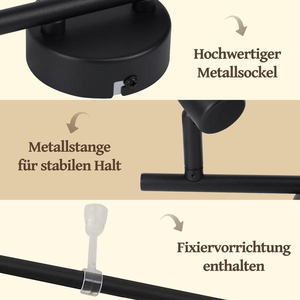 Deckenleuchte Lilly II Schwarz - Metall - 12 x 19 x 150 cm