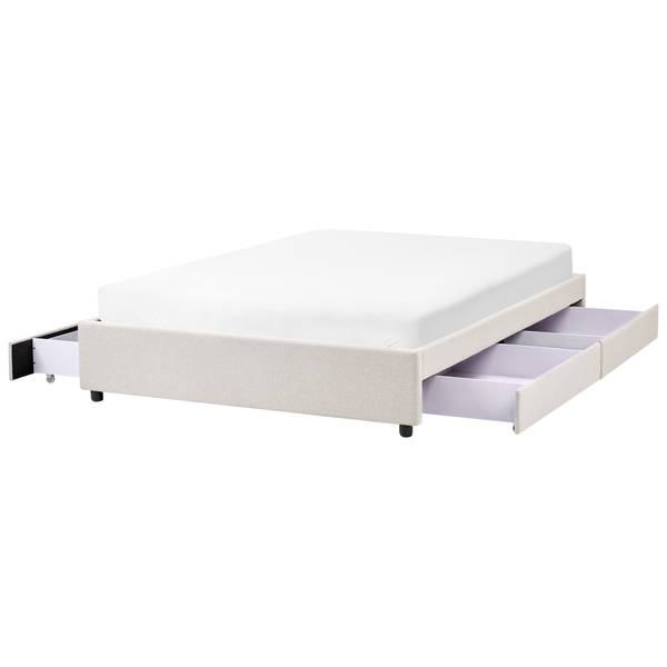 Lit double PRADES Beige - Largeur de la surface de couchage : 140 cm
