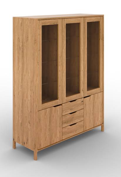 Vitrine PAUL Braun - Wildeiche - 140 x 188 x 40 cm