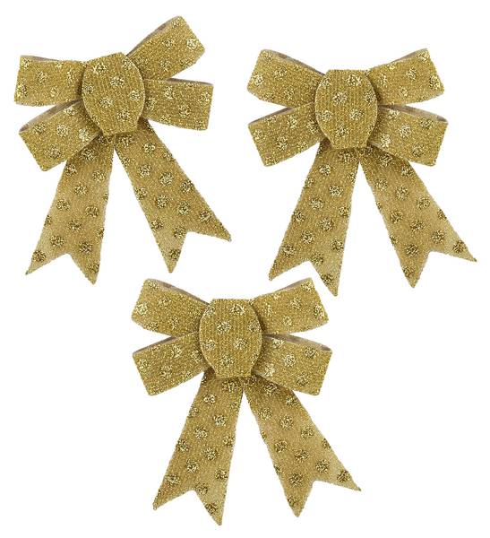 Weihnachtsschleifen SANTA LILA 3-er Set Gold - Kunststoff - 10 x 12 x 10 cm