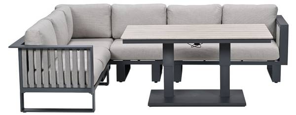 Loungediningset Gabon 5 delig grijs - aluminium - 220 x 66 x 285 cm