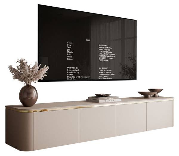 TV-Schrank AVELINE Beige - Gold - Holzwerkstoff - 200 x 35 x 40 cm