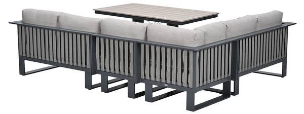 Loungediningset Gabon 5 delig grijs - aluminium - 220 x 66 x 285 cm