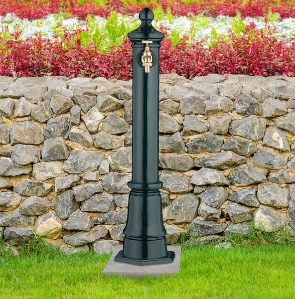 Standbrunnen antik 80 cm Dunkelgrün - Gold