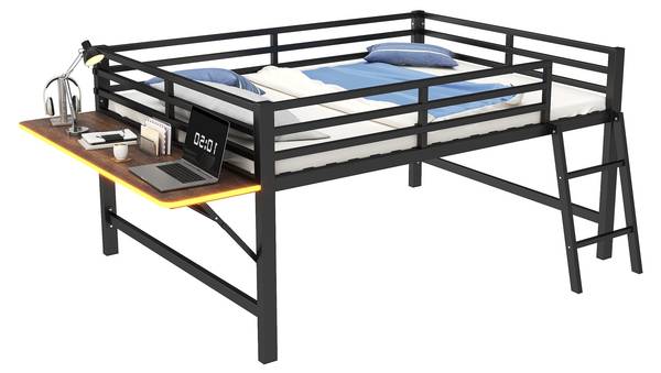 Hochbett Rita Schwarz - Metall - 145 x 102 x 245 cm