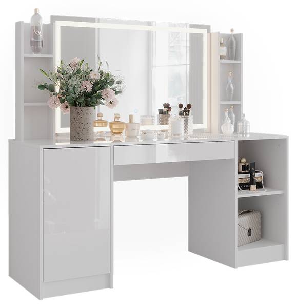 Schminktisch Sherry 57650 4er set Weiß - Holzwerkstoff - 159 x 76 x 51 cm