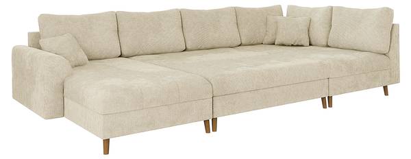 Wohnlandschaft und Hocker Sindre Beige - Ecke davorstehend links