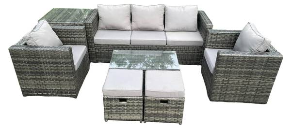 Gartenmöbel-Sets H(7er-Set) Grau - Webstoff - 177 x 66 x 65 cm