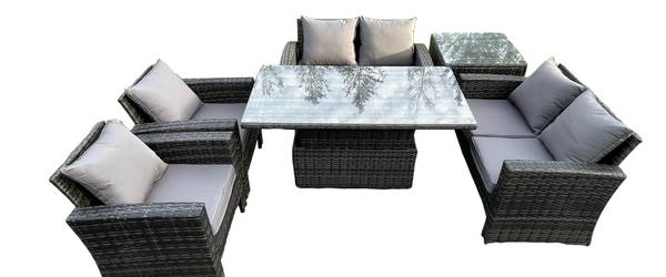 Essgruppe Lounge Garnitur K(6er-Set) Grau - Webstoff - 80 x 68 x 140 cm