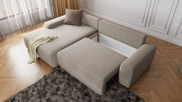 Ecksofa Hartmut mit Schlaffunktion Beige - Ecke davorstehend links
