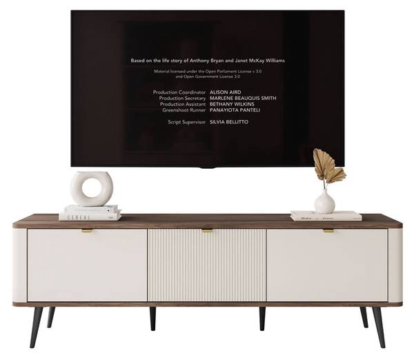 TV-Schrank AUTUMN Beige - Schwarz - Kaschmir - Nussbaum Dekor