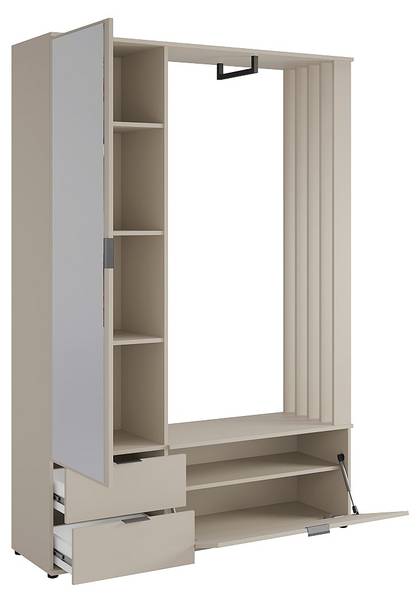 Flurgarderobe CEDRELA Beige - Holz teilmassiv - 40 x 202 x 120 cm