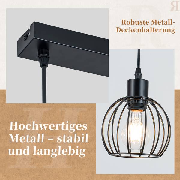 Hanglamp Edith Ⅲ zwart - metaal - 25 x 160 x 50 cm