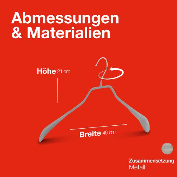 Metallbügel Bodyform 10er-Set Silber - Tiefe: 46 cm - Anzahl Teile im Set: 10