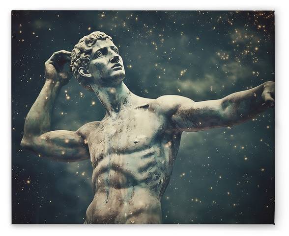 Leinwandbild Male Statue Blau - Textil - 50 x 40 x 2 cm