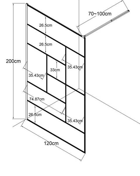 Duschwand SEFANA II Tiefe: 120 cm
