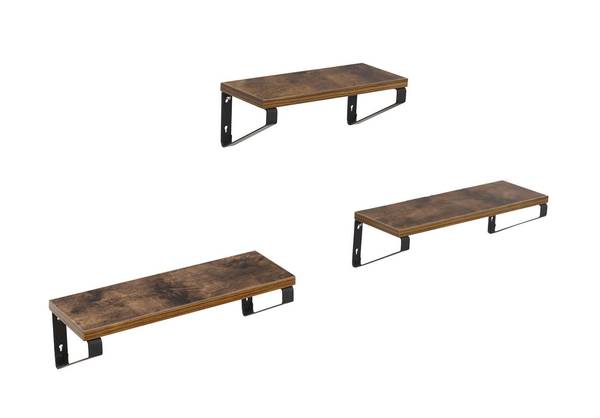 3er-Set Wandregal Schweberegal Braun - Holzwerkstoff - 12 x 11 x 30 cm