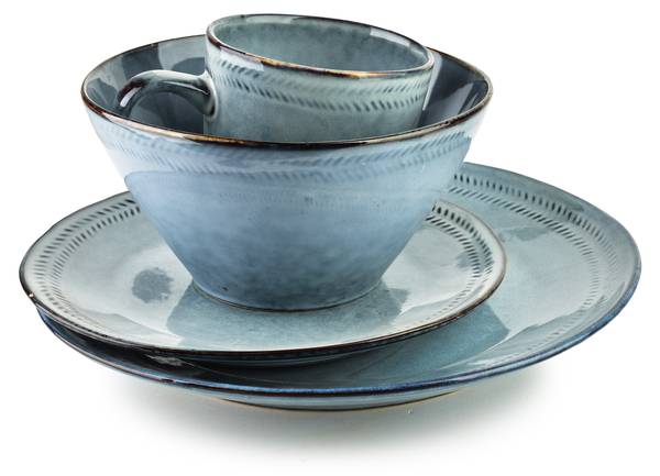 Teller BASIC NATURE Blau - Keramik - 28 x 3 x 28 cm