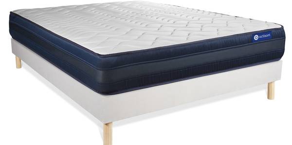Bettgestell und Matratze Actimemo tech Weiß - Massivholz - 130 x 53 x 200 cm