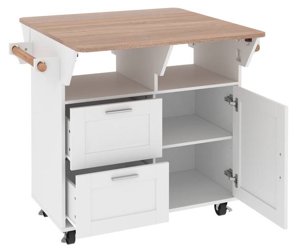 Kücheninsel ZCY70 Braun - Weiß - Holzwerkstoff - 80 x 90 x 80 cm