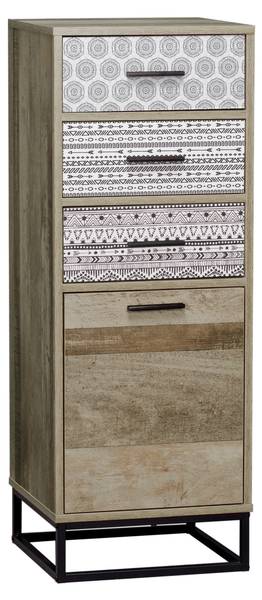 MAILBOX Kommode Schwarz - Braun - Weiß - Holzwerkstoff - 40 x 106 x 38 cm