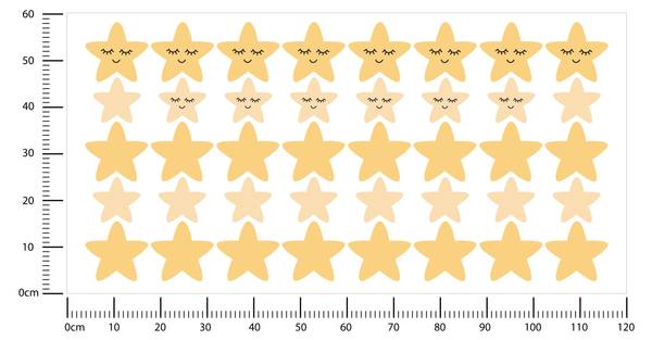 Aufkleber Sternchen 40er Set Gelb - 120 x 60 x 60 cm